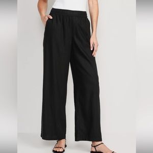 Old Navy, high waisted, wide leg, linen-blend pants, black, size large petite